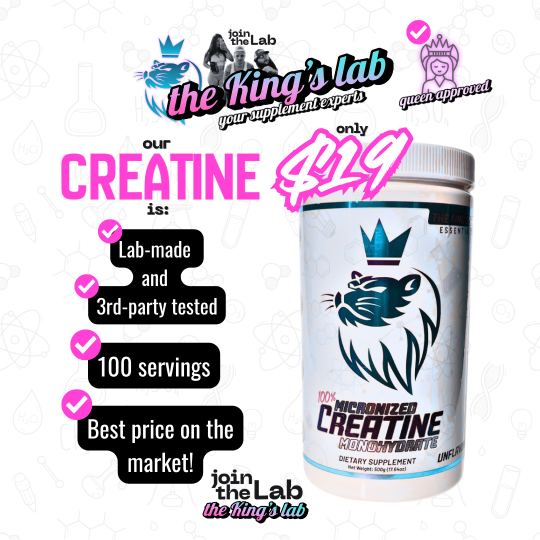 the King’s lab Creatine Monohydrate – 100% Micronized, 500g (100 Servings)